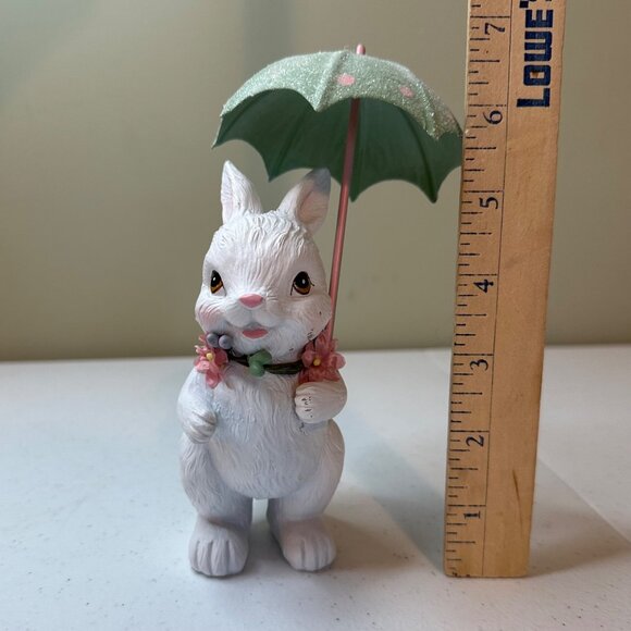 Easter Bunny holding Umbrella Figurine Spring bunny Spring Showers decoration - Picture 2 of 13
